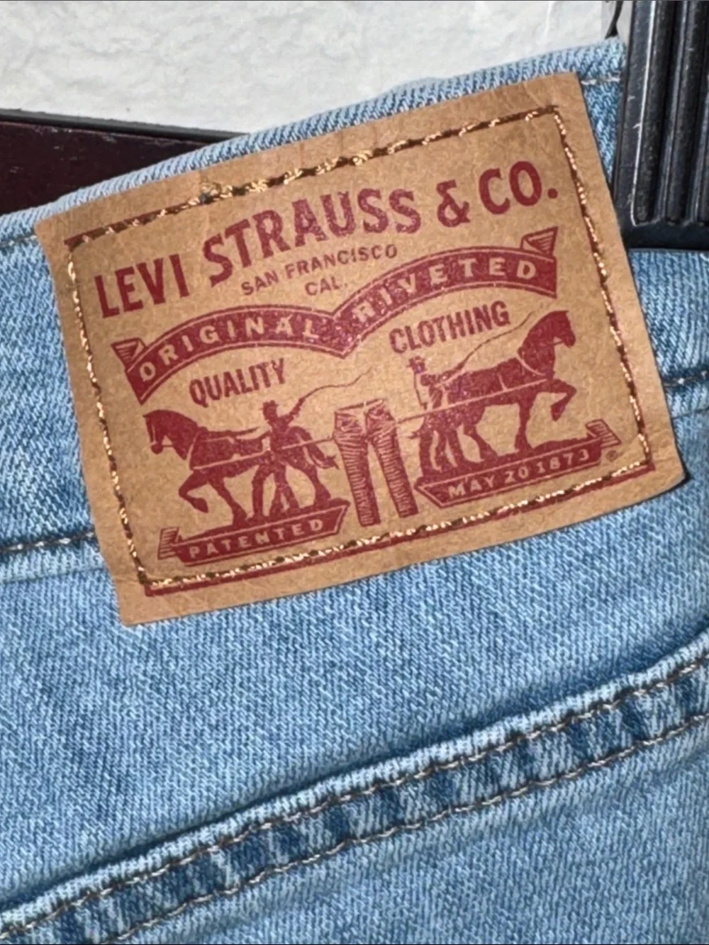 Levi's Light Blue Frayed Hem Denim Shorts